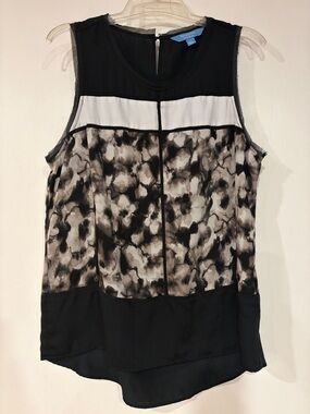 Simply Vera Vera Wang Black, White & Gray Sleeveless Abstract Print Blouse